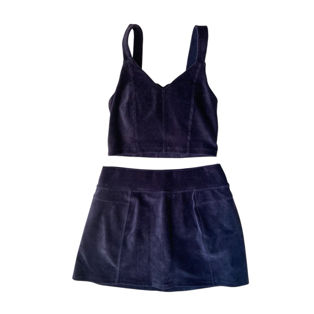 Aerie Micro‎ Corduroy Skort & Tank Top Matching Set Size S Blue Tennis Pilates